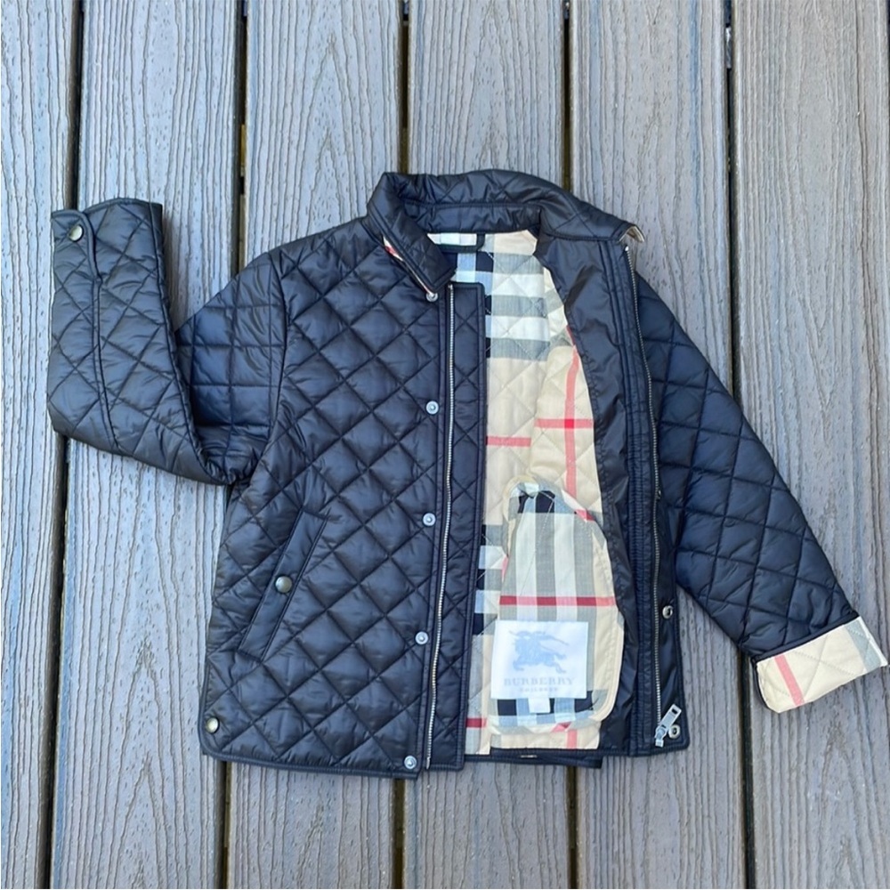 Burberry Kids Dark Blue Quilted Jacket Size 10 yr